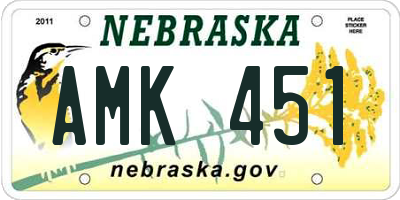 NE license plate AMK451