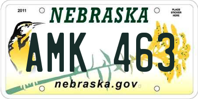 NE license plate AMK463
