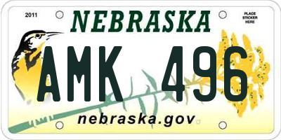 NE license plate AMK496