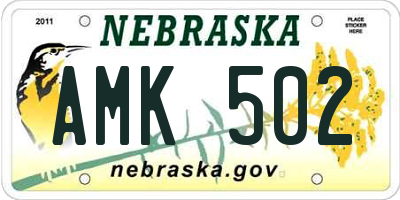 NE license plate AMK502