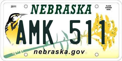 NE license plate AMK511