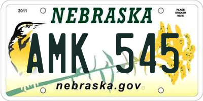 NE license plate AMK545