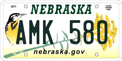 NE license plate AMK580