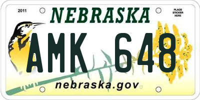 NE license plate AMK648
