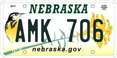 NE license plate AMK706