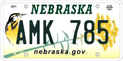 NE license plate AMK785
