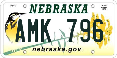 NE license plate AMK796