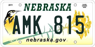 NE license plate AMK815