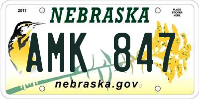 NE license plate AMK847