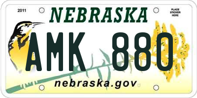 NE license plate AMK880