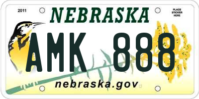 NE license plate AMK888
