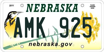 NE license plate AMK925