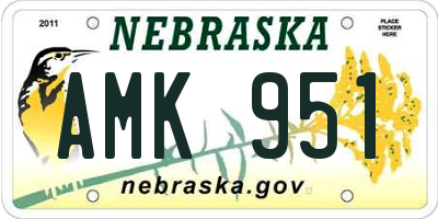 NE license plate AMK951