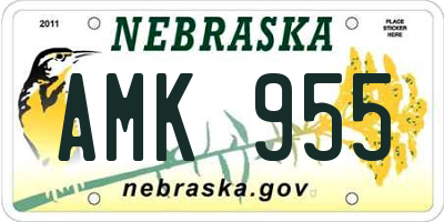 NE license plate AMK955