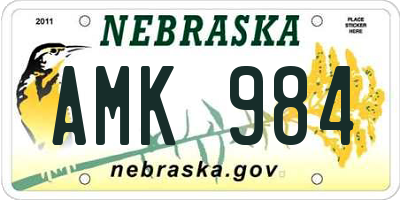 NE license plate AMK984