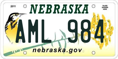 NE license plate AML984