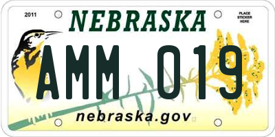 NE license plate AMM019