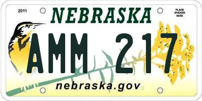 NE license plate AMM217