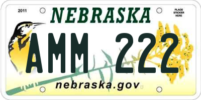 NE license plate AMM222