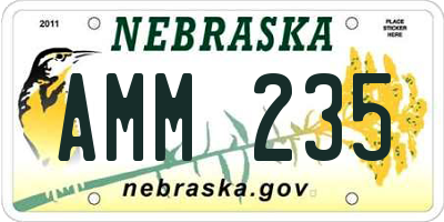 NE license plate AMM235