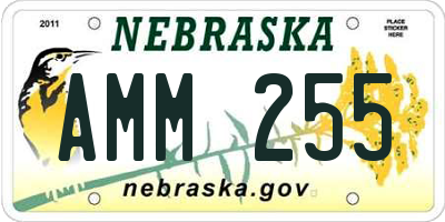 NE license plate AMM255