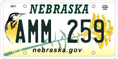 NE license plate AMM259