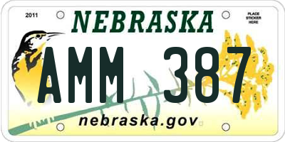NE license plate AMM387