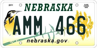 NE license plate AMM466