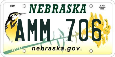 NE license plate AMM706