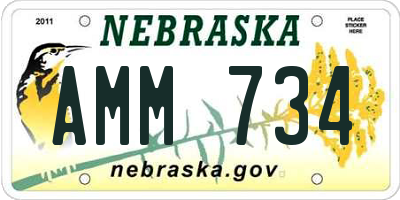 NE license plate AMM734