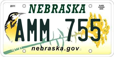 NE license plate AMM755