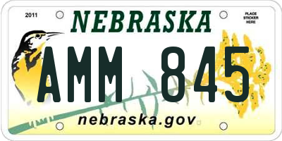 NE license plate AMM845