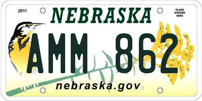 NE license plate AMM862