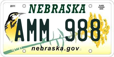NE license plate AMM988