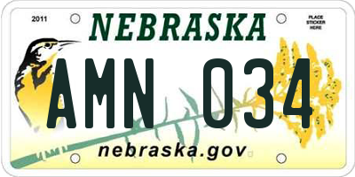 NE license plate AMN034