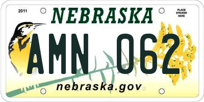 NE license plate AMN062