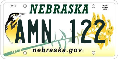 NE license plate AMN122