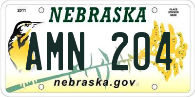 NE license plate AMN204