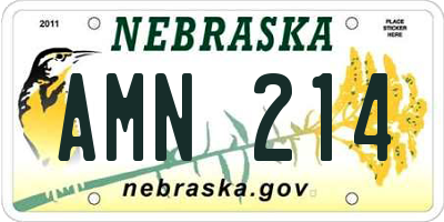 NE license plate AMN214