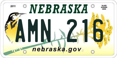 NE license plate AMN216