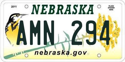 NE license plate AMN294