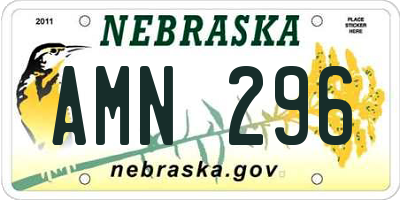 NE license plate AMN296
