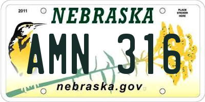 NE license plate AMN316