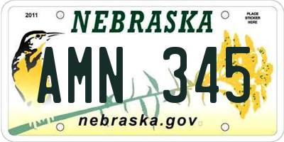 NE license plate AMN345