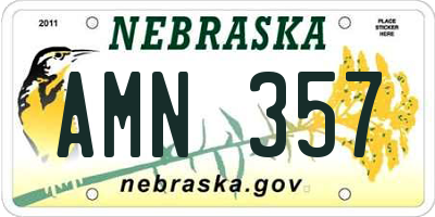 NE license plate AMN357