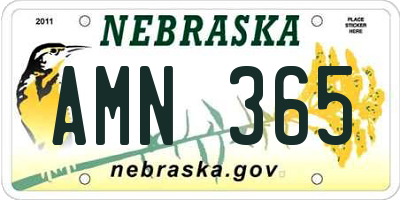 NE license plate AMN365
