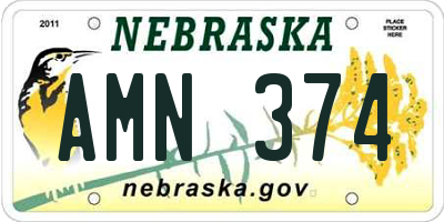 NE license plate AMN374