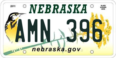 NE license plate AMN396