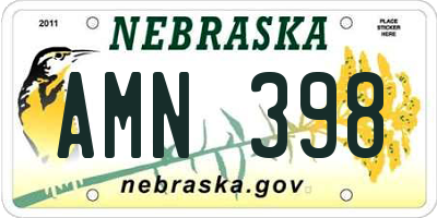 NE license plate AMN398
