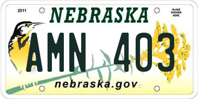 NE license plate AMN403